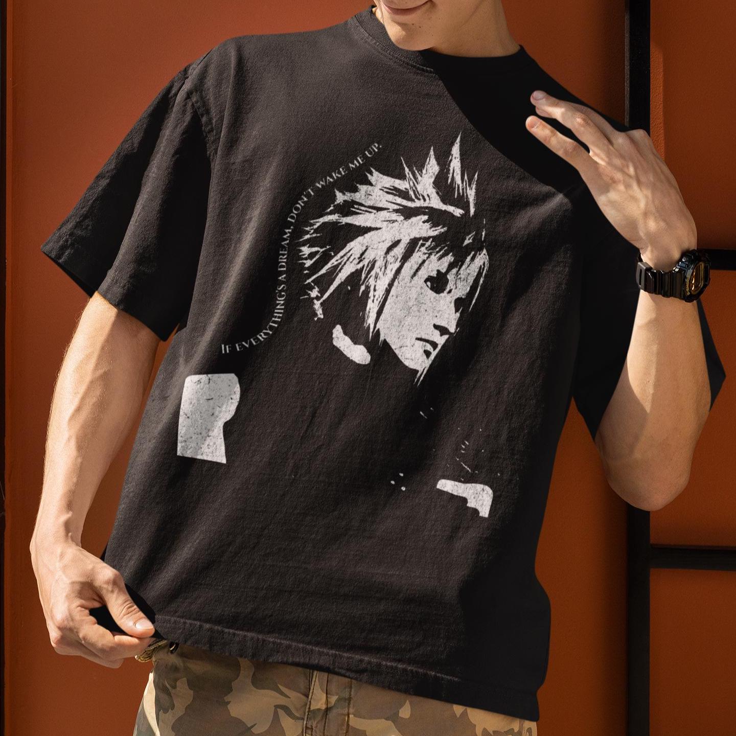 Final Fantasy 7 - Cloud Strife Minimalistic Black and White T-Shirt