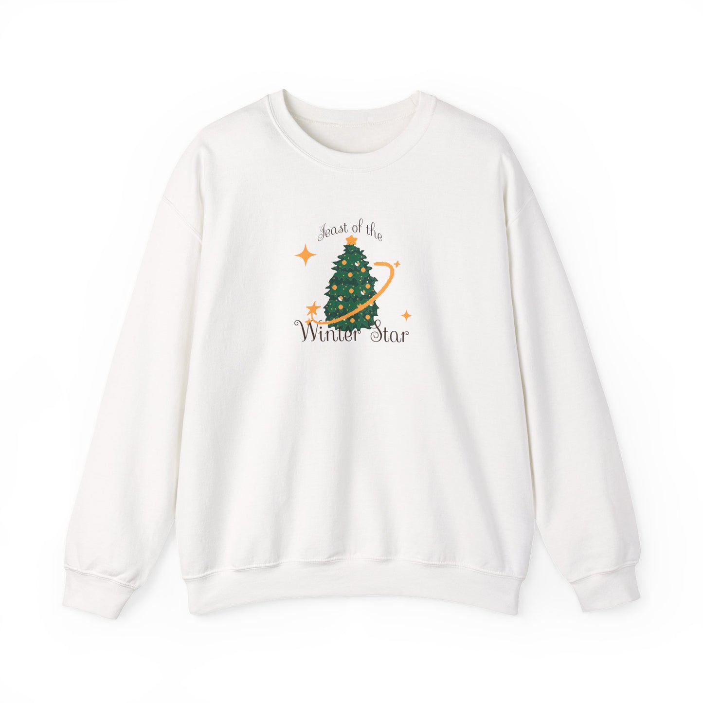 White Stardew Valley Christmas sweater with Feast of the Winter Star illustration