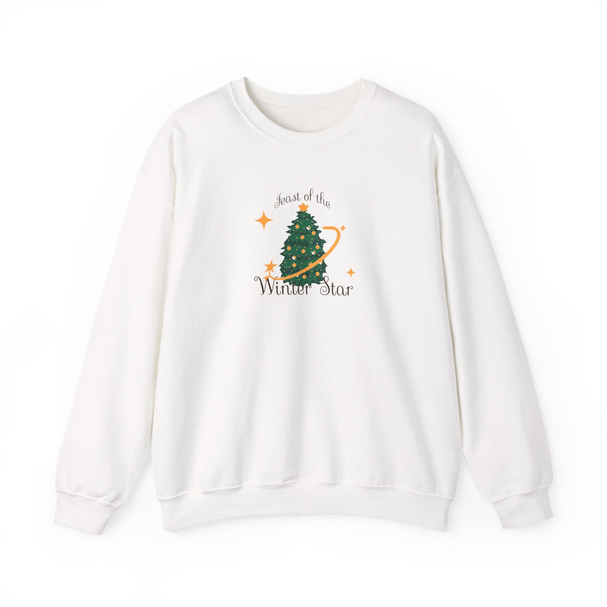 White Stardew Valley Christmas sweater with Feast of the Winter Star illustration