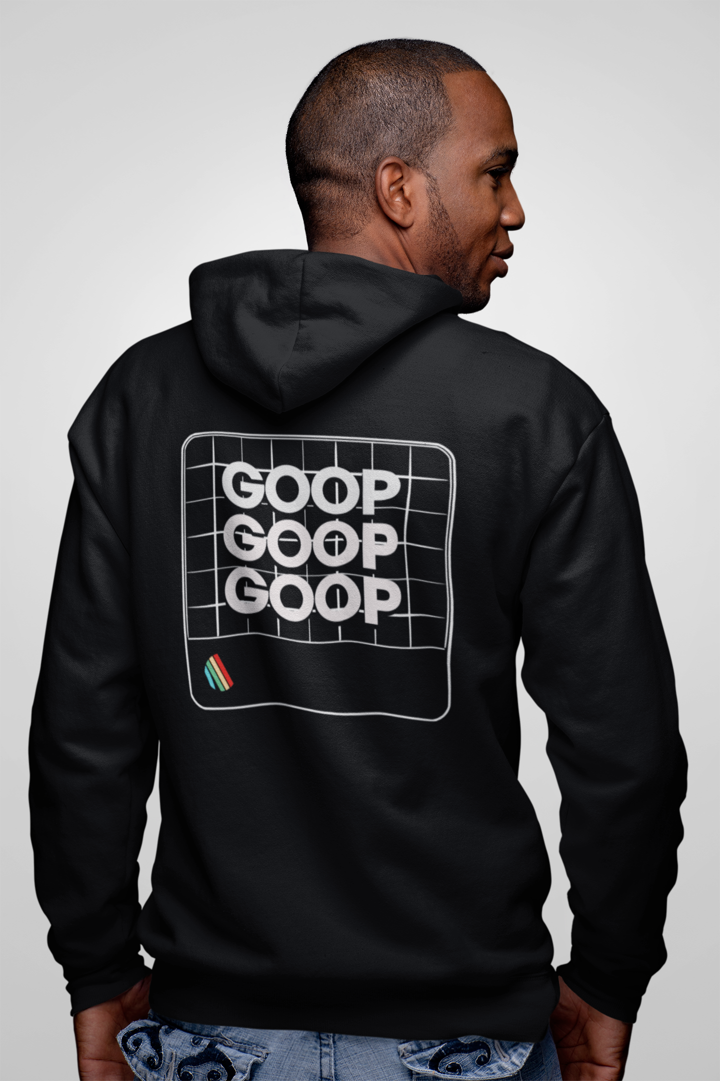 ARC Raiders Game Hoodie GOOP Blue Print Black Back View Model