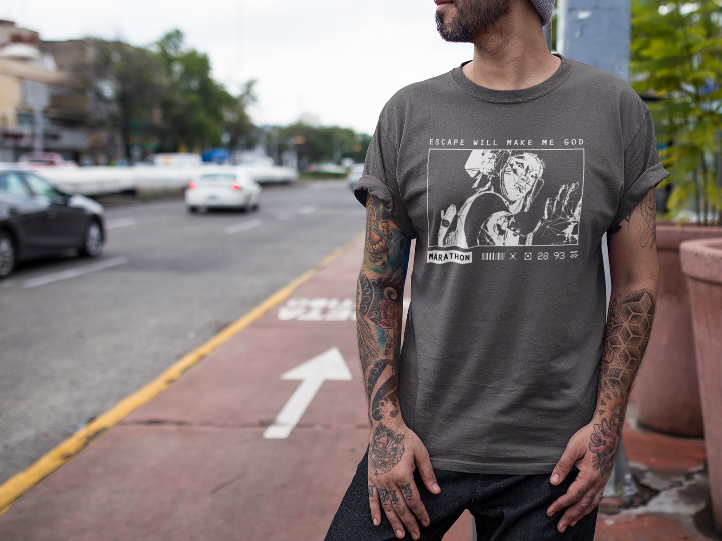 Marathon Game Shirt Vandal Wireframe Escape Will Make Me God Tee