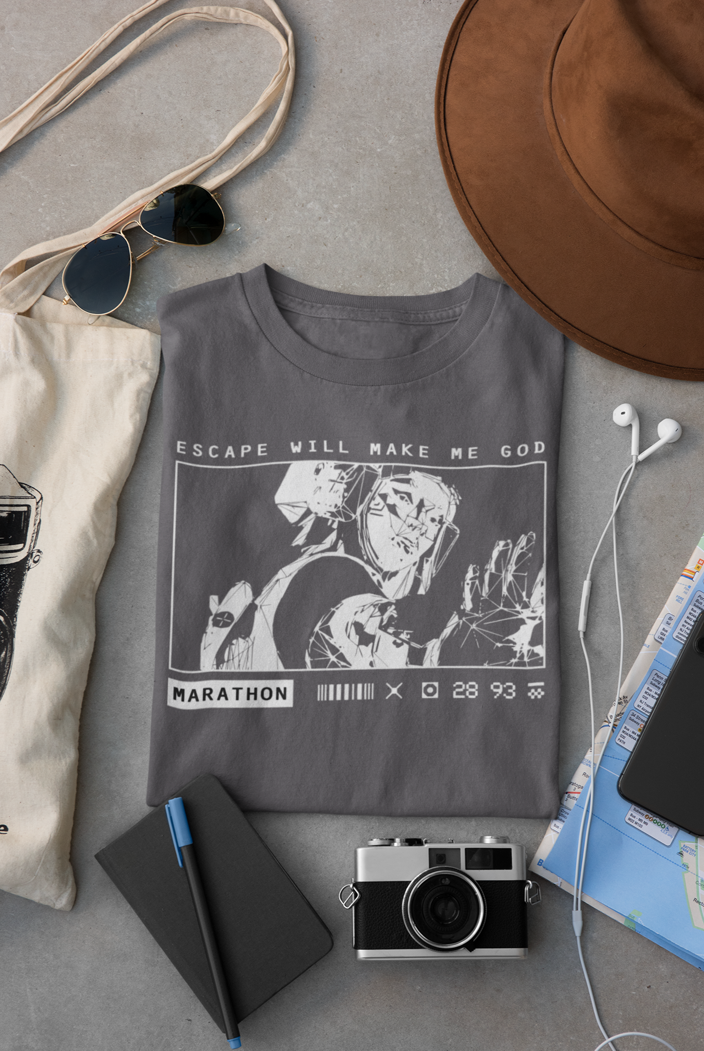 Marathon Game Shirt Vandal Wireframe Escape Will Make Me God Tee
