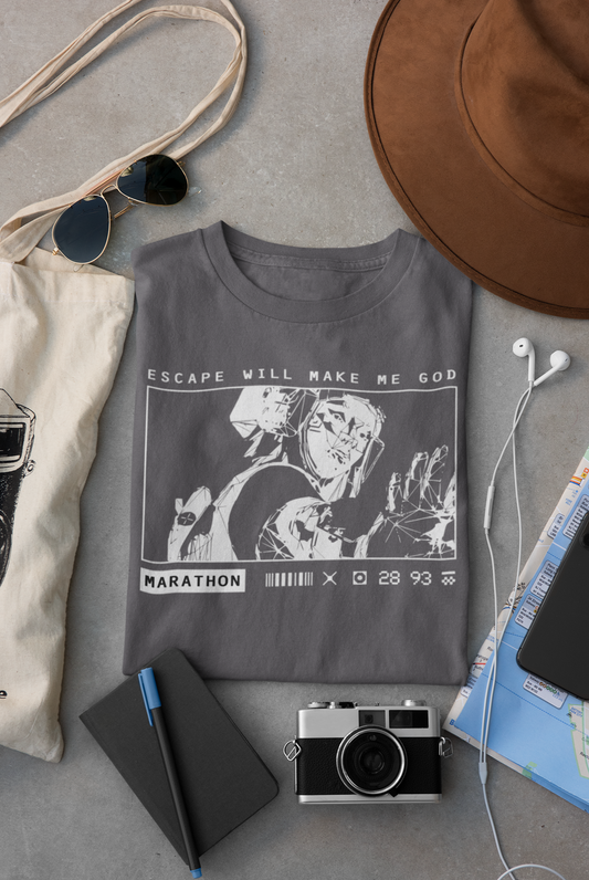 Marathon Game Shirt Vandal Wireframe Escape Will Make Me God Tee