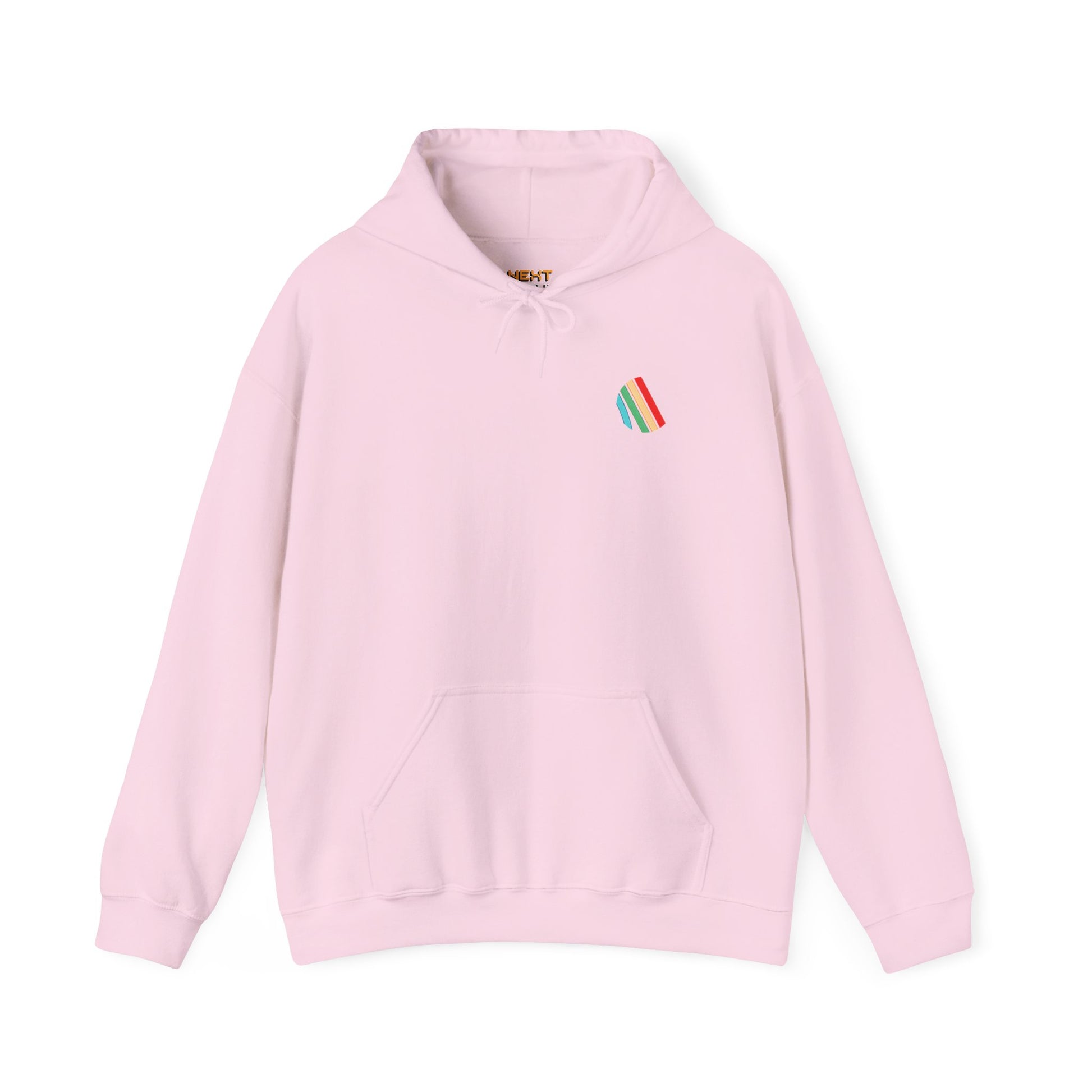 Arc Raiders logo graphic hoodie with front emblem print on pink unisex hoodie