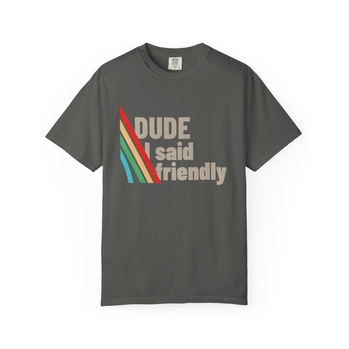 Pepper gray Arc Raiders shirt featuring friendly encounter front print