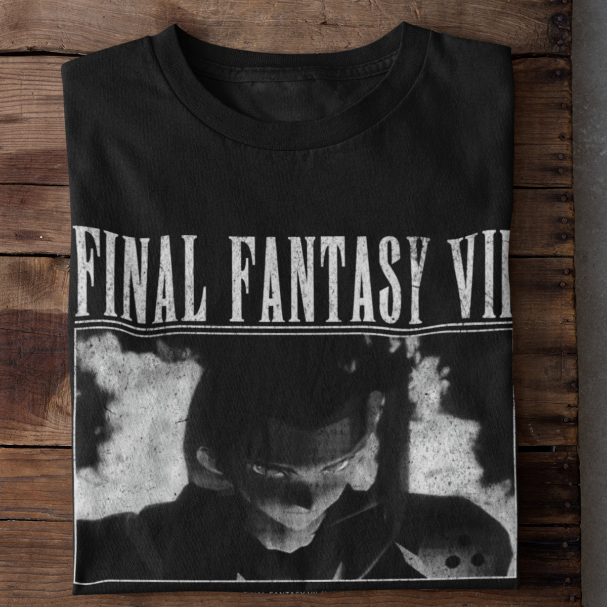 Black Final Fantasy VII Sephiroth Nibelheim retro graphic t-shirt front view