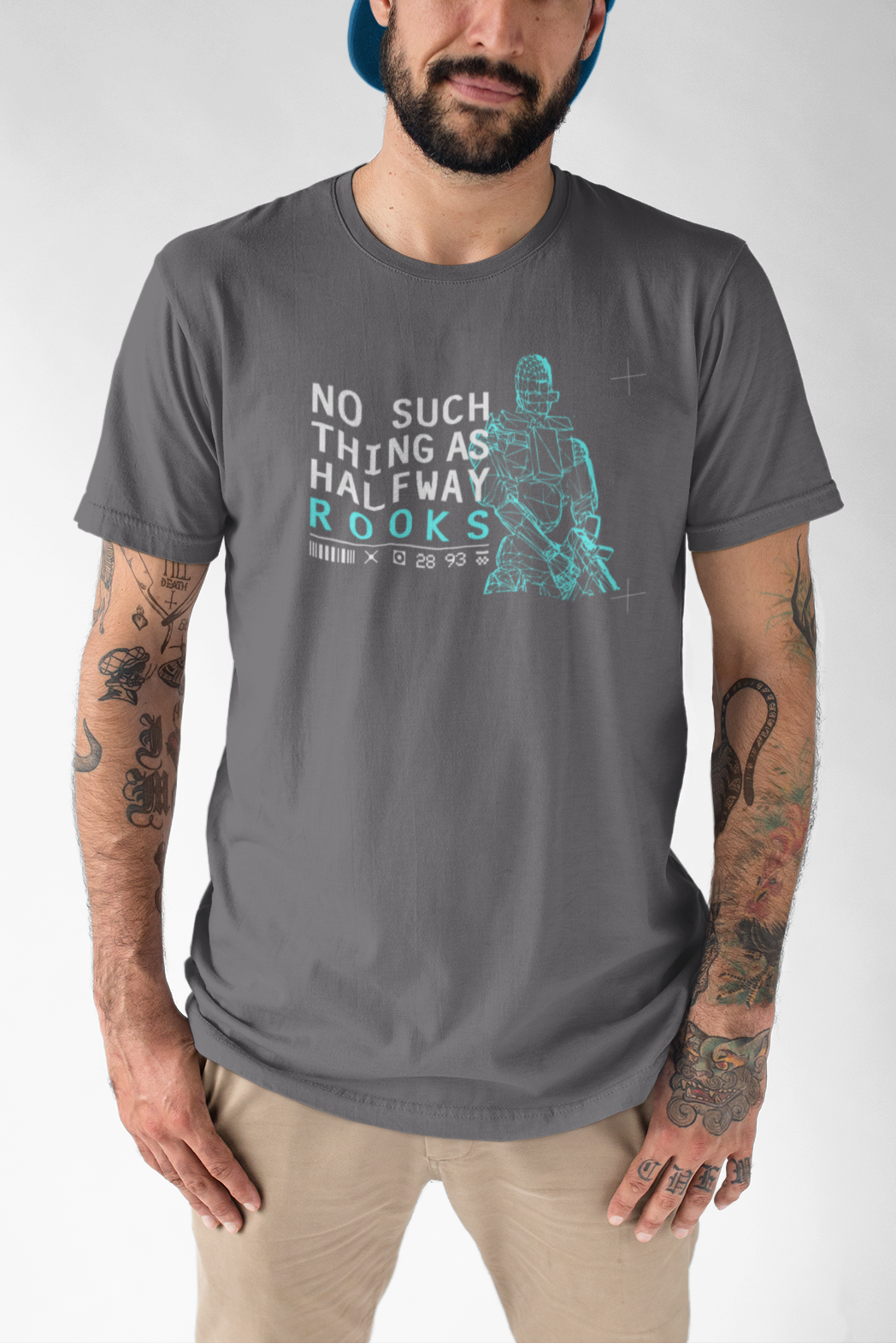 Marathon Bungie Rook Gray T-Shirt on Male Model